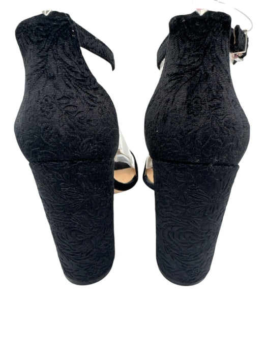 Sam Edelman Shoe Size 8.5 Black textile upper Floral Embossed Velvet Sandals Black / 8.5