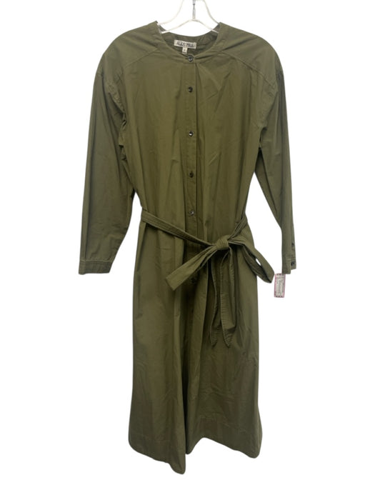 Alex Mill Size S Hunter Green Cotton Long Sleeve Button Front Midi Dress Hunter Green / S