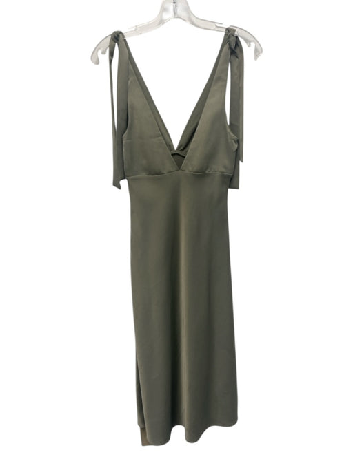BHLDN Size 2 Olive Green Polyester Shoulder Tie Sleeveless Empire Waist Dress Olive Green / 2