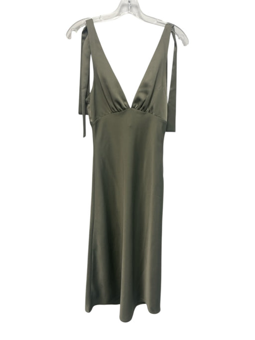 BHLDN Size 2 Olive Green Polyester Shoulder Tie Sleeveless Empire Waist Dress Olive Green / 2