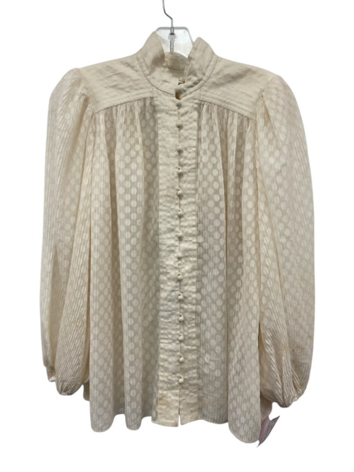 Zimmermann Size 0 Cream Polyester & Linen Long Balloon Sleeve Sheer Dress Cream / 0