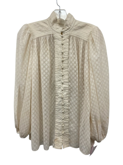 Zimmermann Size 0 Cream Polyester & Linen Long Balloon Sleeve Sheer Dress Cream / 0
