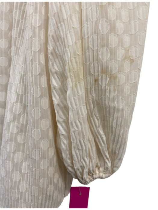 Zimmermann Size 0 Cream Polyester & Linen Long Balloon Sleeve Sheer Dress Cream / 0