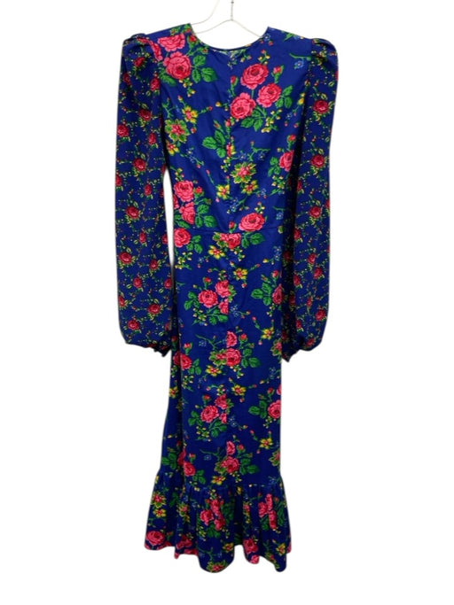 The Vampire's Wife Size 8/M Blue, Pink & Multi Cotton Long Sleeve Floral Dress Blue, Pink & Multi / 8/M