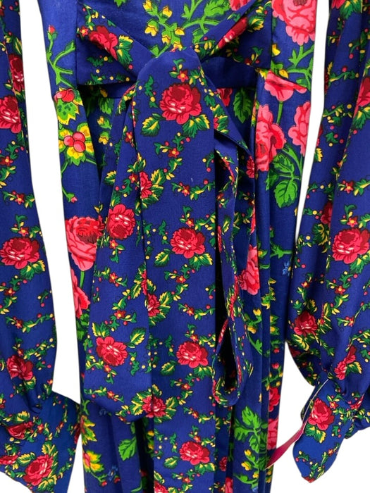 The Vampire's Wife Size 8/M Blue, Pink & Multi Cotton Long Sleeve Floral Dress Blue, Pink & Multi / 8/M