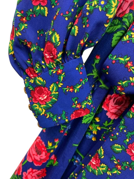 The Vampire's Wife Size 8/M Blue, Pink & Multi Cotton Long Sleeve Floral Dress Blue, Pink & Multi / 8/M