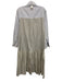Tibi Size 2 White, Blue & Black Cotton Long Sleeve Stripes Button Up Dress White, Blue & Black / 2