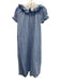 If Only If Nightwear Size One Size Light blue & white Cotton Short Sleeve Dress Light blue & white / One Size