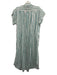 Forte_Forte Size 0 White & Teal Cotton Short Sleeve Vertical Stripes Dress White & Teal / 0