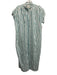 Forte_Forte Size 0 White & Teal Cotton Short Sleeve Vertical Stripes Dress White & Teal / 0