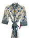 Borgo De Nor Size 10 Blue, Yellow & White 1/2 Sleeve Floral Pleated Collar Dress Blue, Yellow & White / 10