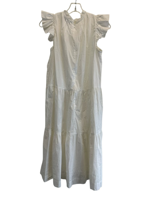 Sea New York Size 2 White Cotton Ruffle Cap Sleeve Ruffle Neckline Tiered Dress White / 2