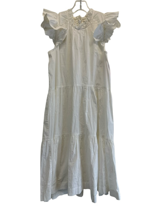 Sea New York Size 2 White Cotton Ruffle Cap Sleeve Ruffle Neckline Tiered Dress White / 2