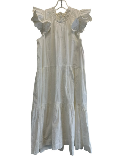 Sea New York Size 2 White Cotton Ruffle Cap Sleeve Ruffle Neckline Tiered Dress White / 2
