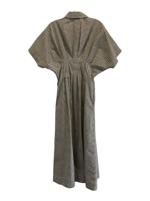 Exquise Size S/P Brown & White Cotton Short Sleeve Checked Rhinestone Dress Brown & White / S/P