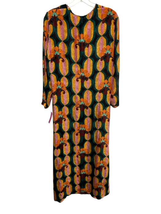 La Double J Size M Green, Orange & multi Viscose & Silk Long Sleeve Maxi Dress Green, Orange & multi / M