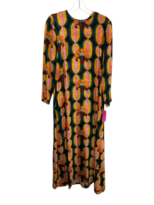 La Double J Size M Green, Orange & multi Viscose & Silk Long Sleeve Maxi Dress Green, Orange & multi / M