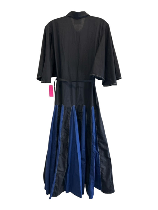 Lovebirds Size S Black & Blue Cotton Short flutter sleeve Contrast Stitch Dress Black & Blue / S