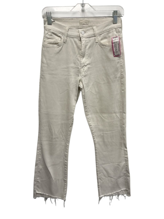 Mother Size 26 White Cotton Denim Zip & Button Straight Jeans White / 26
