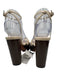Zara Shoe Size 37 / 6.5 Creme Leather Wood Base Platform Square Toe Sandals Creme / 37 / 6.5