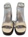 Zara Shoe Size 37 / 6.5 Creme Leather Wood Base Platform Square Toe Sandals Creme / 37 / 6.5