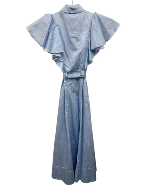 Aje Size 4 Light Blue Polyester Button Front Belted Ruffles Maxi Dress Light Blue / 4