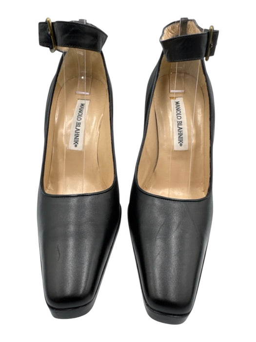 Manolo Blahnik Shoe Size 36.5 Black Leather Pointed Square Toe Pumps Black / 36.5