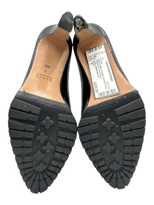 Gucci Shoe Size 7 Black Leather Ponyhair Horsebit Pump Pointed Toe Pumps Black / 7