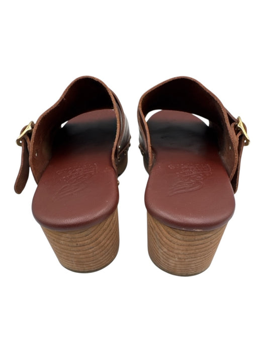 Ancient Greek Sandals Shoe Size 6 Brown Leather open toe Platform Sandals Brown / 6