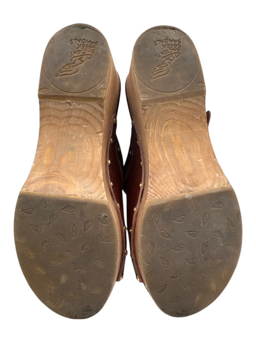 Ancient Greek Sandals Shoe Size 6 Brown Leather open toe Platform Sandals Brown / 6