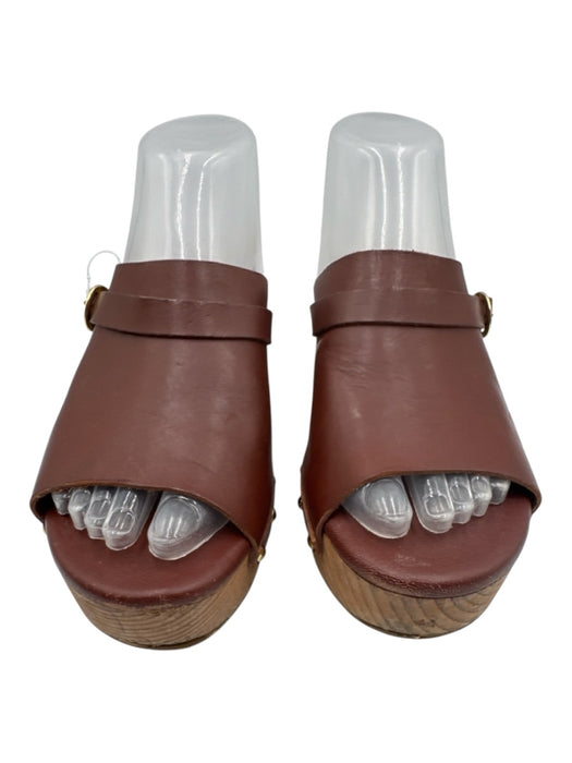 Ancient Greek Sandals Shoe Size 6 Brown Leather open toe Platform Sandals Brown / 6