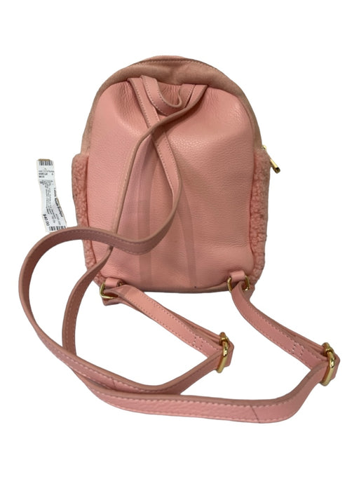 Ugg Pink Suede & Fur Backpack Leather Straps Gold Hardware Top Zip Bag Pink / S