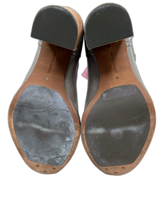 Frye Shoe Size 7 Charcoal Gray Leather Cut Outs Stacked Wood Pump Booties Charcoal Gray / 7