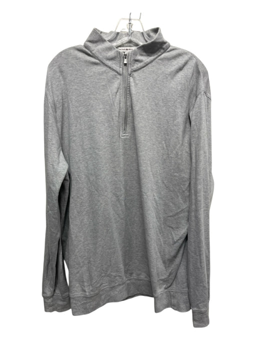 Peter Millar Size L Gray Cotton Solid Quarter Zip Men's Jacket Gray / L