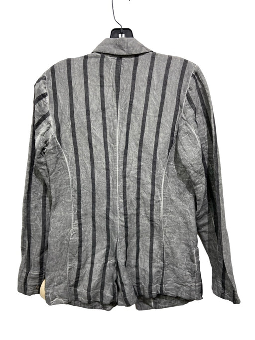 Transit Par Such Size 3/M gray multi Linen Lapel Detail Striped Blazer Jacket gray multi / 3/M