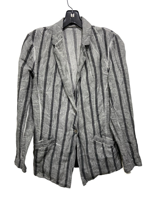 Transit Par Such Size 3/M gray multi Linen Lapel Detail Striped Blazer Jacket gray multi / 3/M