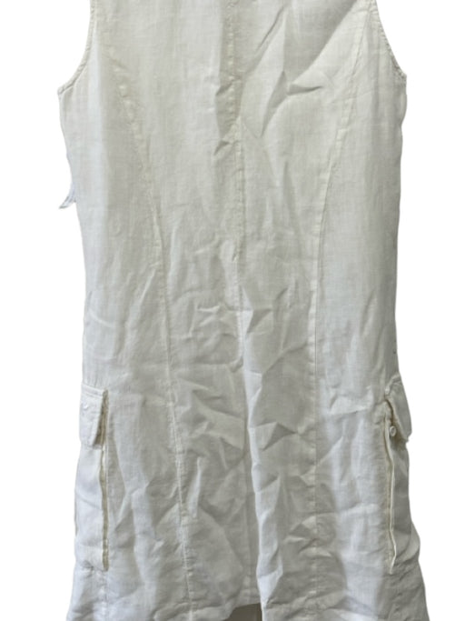 European Culture Size XS Cream Linen Sleeveless Single Button Layered Vest Cream / XS