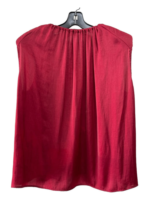 IRO Size 1/S Burgundy Red Polyester Zip Front Shoulder Pads V Neck Top Burgundy Red / 1/S