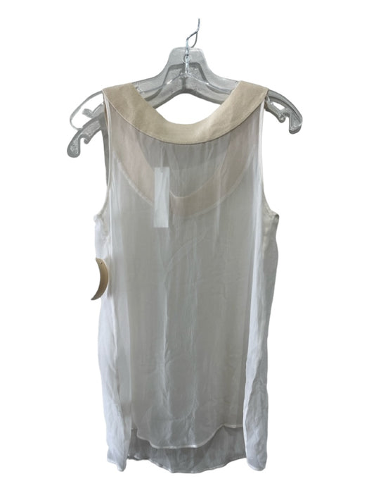 NFP Size 3/M Cream Silk Sleeveless Sheer Wide Neck Top Cream / 3/M