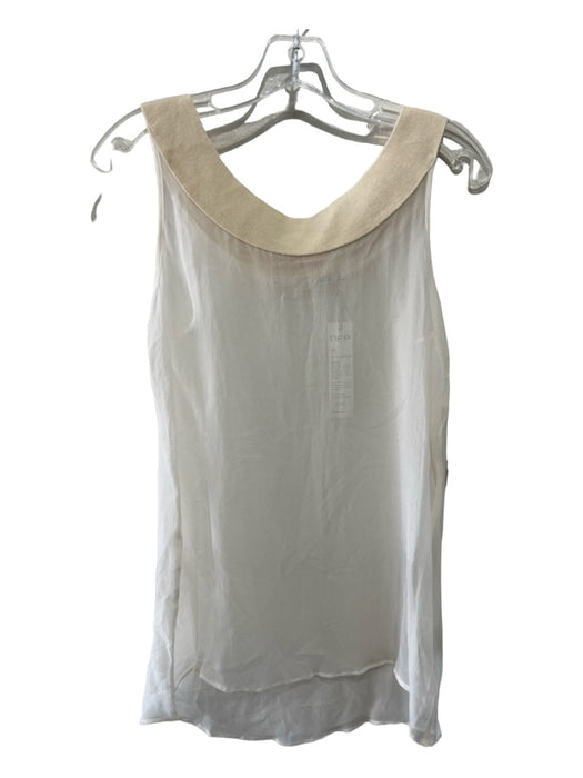 NFP Size 3/M Cream Silk Sleeveless Sheer Wide Neck Top Cream / 3/M