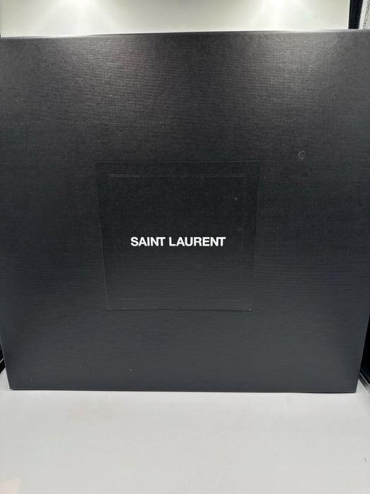 Yves Saint Laurent Black Leather Black Hardware Chevron Flap Chain Bag