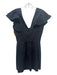 Milly Size 4 Black cotton & polyamide V Neck Flutter Cap Sleeve Back Zip Dress Black / 4