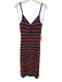 Staud Size S Blue, Orange, Green Viscose Blend Knit Stripe Button Maxi Dress Blue, Orange, Green / S