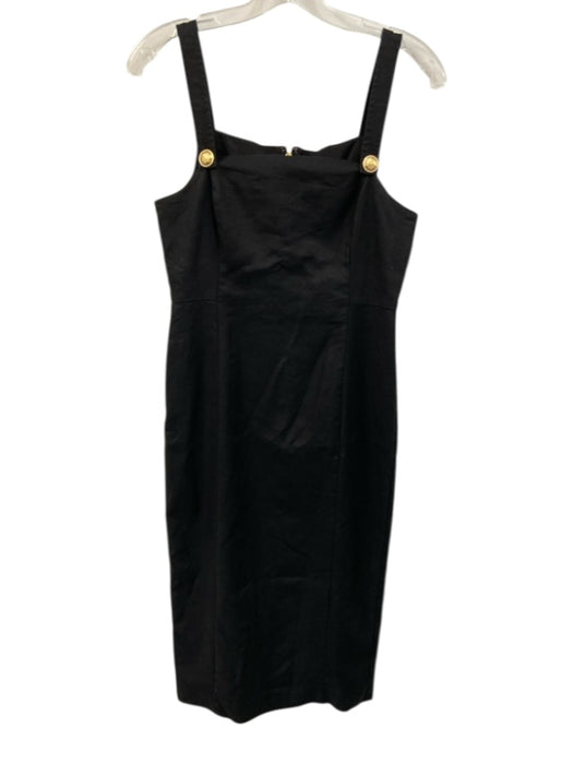 J. Crew Size 4 Black Linen Blend Button Detail Square Neck Maxi Dress Black / 4
