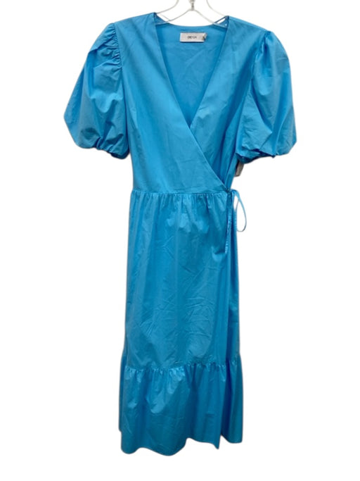 Greylin Size S Sky Blue Cotton Wrap Tie Waist Midi Dress Sky Blue / S