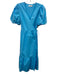 Greylin Size S Sky Blue Cotton Wrap Tie Waist Midi Dress Sky Blue / S