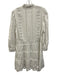 Alice + Olivia Size 4 White Cotton Lace Trim Button Long Sleeve Above Knee Dress White / 4