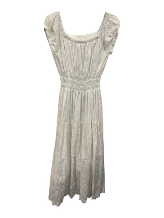 Ann Mashburn Size S White Cotton Eyelet Flowers Short Sleeve Maxi Dress White / S