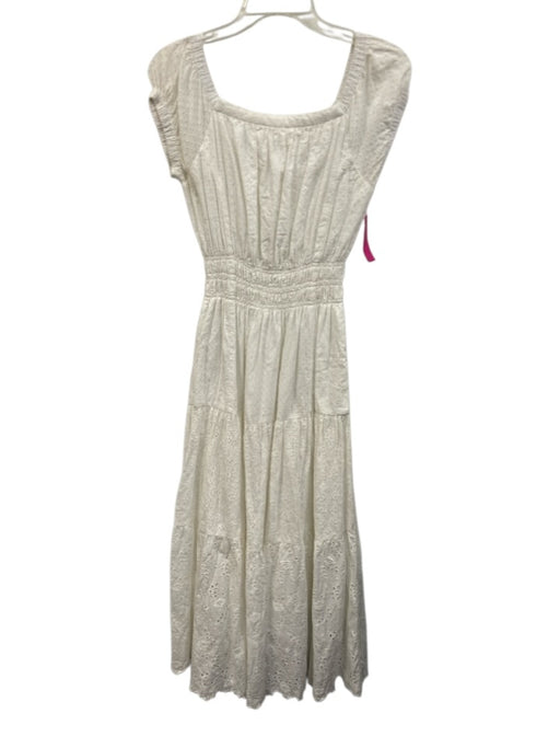Ann Mashburn Size S White Cotton Eyelet Flowers Short Sleeve Maxi Dress White / S
