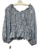 Anna Cate Size S Blue & White Cotton Botanical Long Balloon Sleeve Wide Neck Top Blue & White / S
